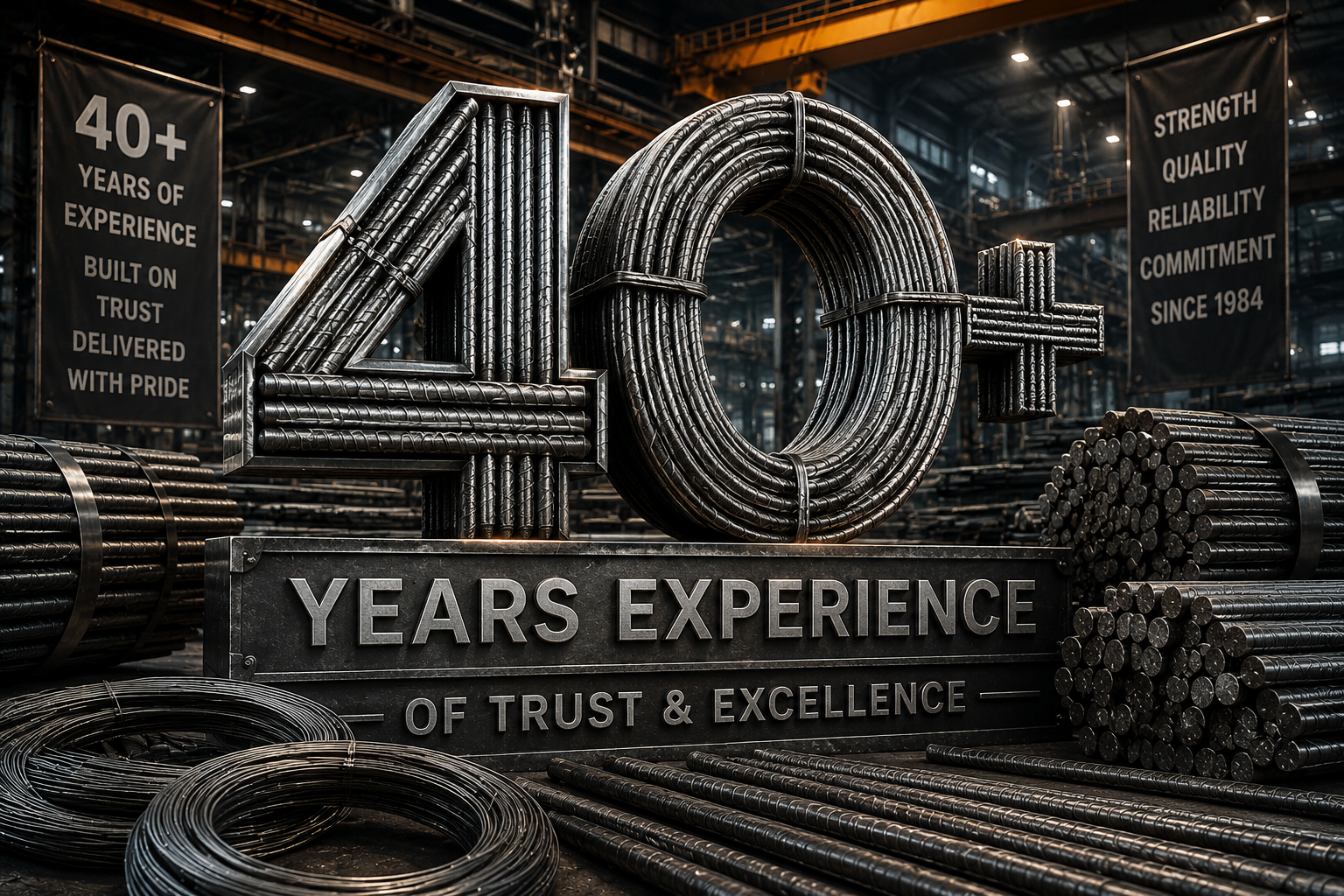 Srinivasa Steel Corporation stockyard showcasing 40 years of industrial steel supply excellence in Vijayawada